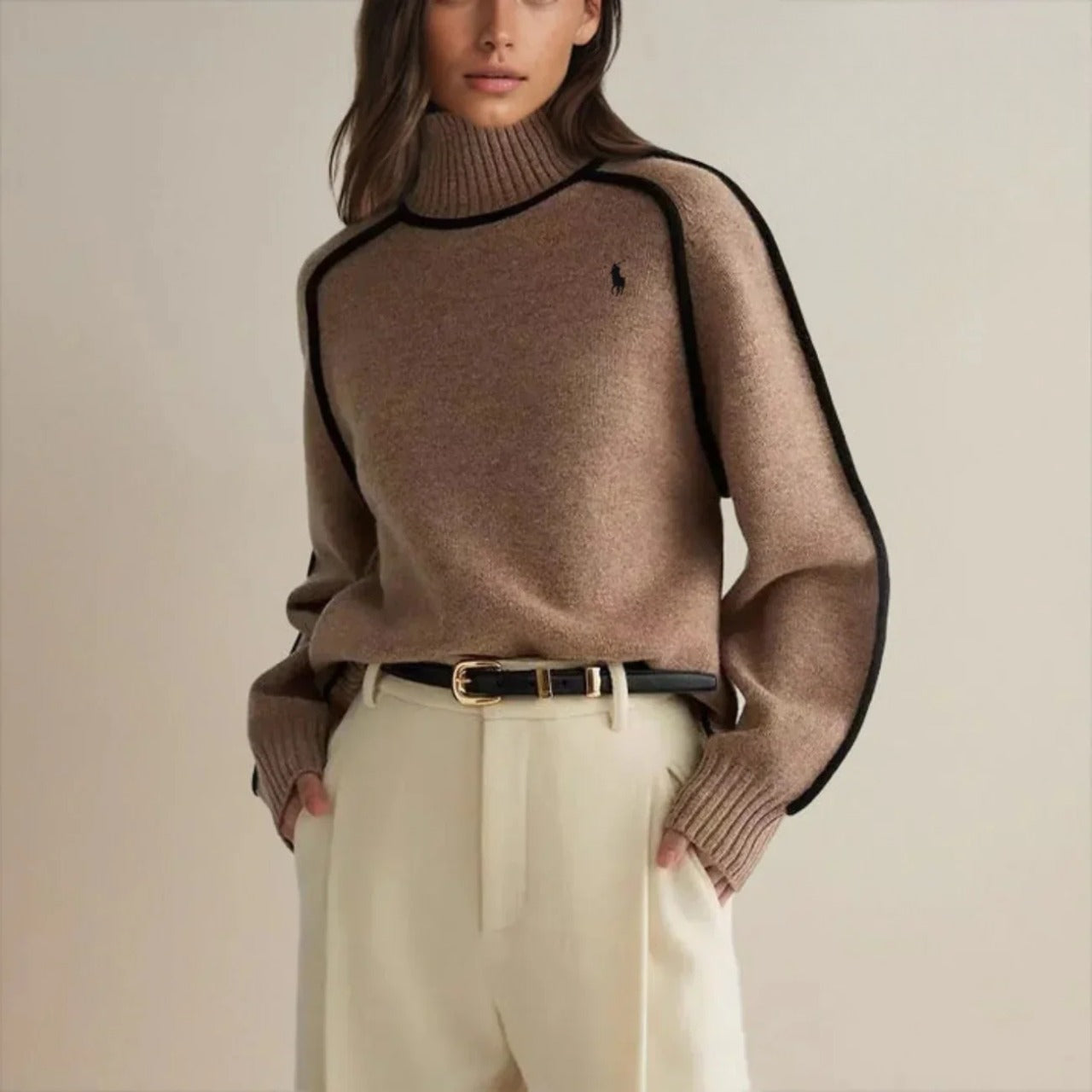 Maglione a Collo Alto in Maglia